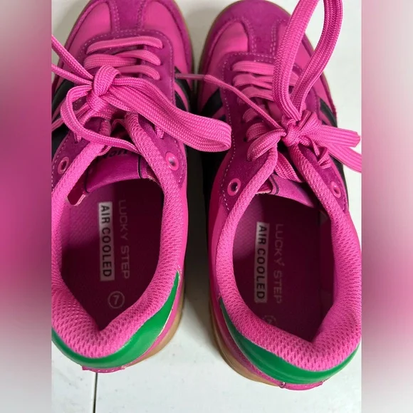 LUCKY STEP Women's Platform Sneakers Gum Sole Pink Retro Comfy Chunky US 7 - Picture 5 of 8